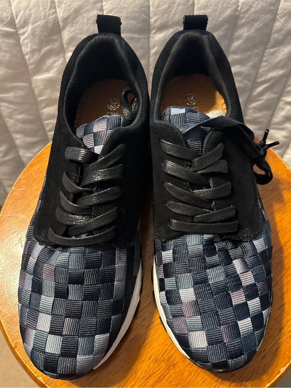 Bernie Mev Lace Up‎ Blue Woven Sneakers Womens US 8 EU 39